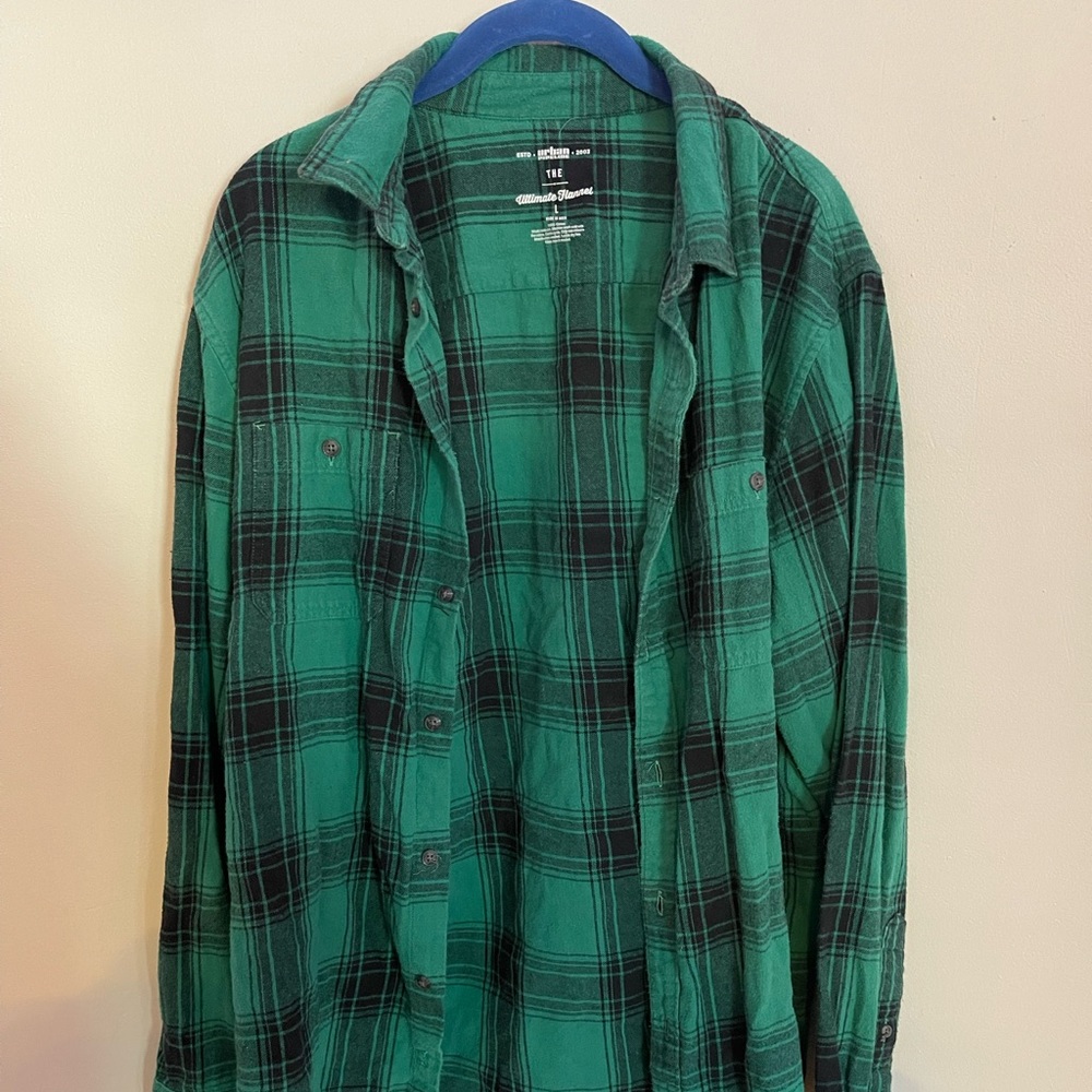 Mens Green Flannel